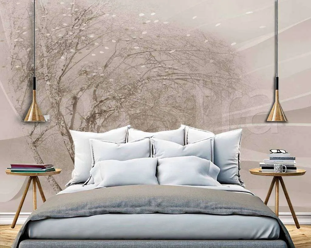 Фотообои в интерьере дерево на ветру в дымке  7-672 фото