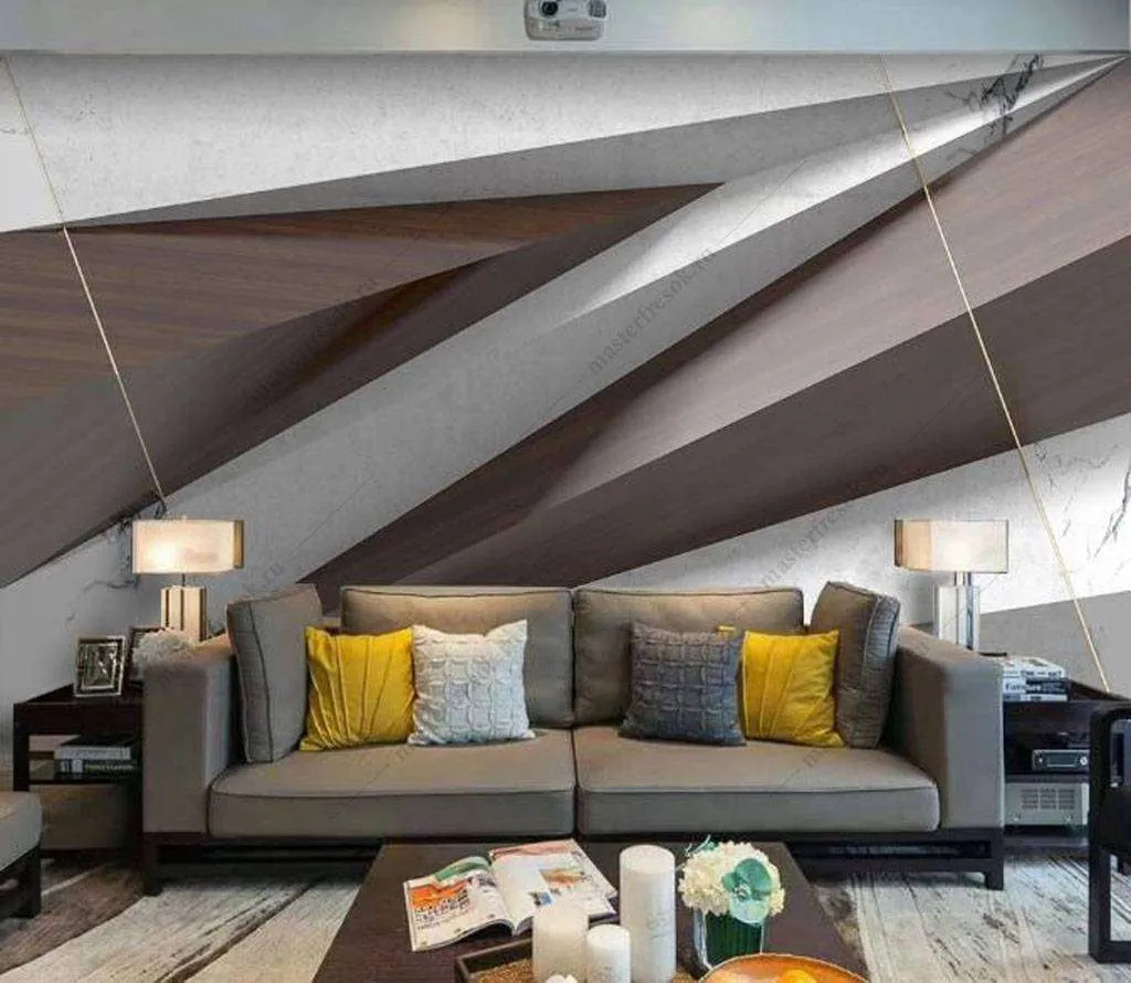 Фотообои в интерьере объемный треугольник  16-081 фото