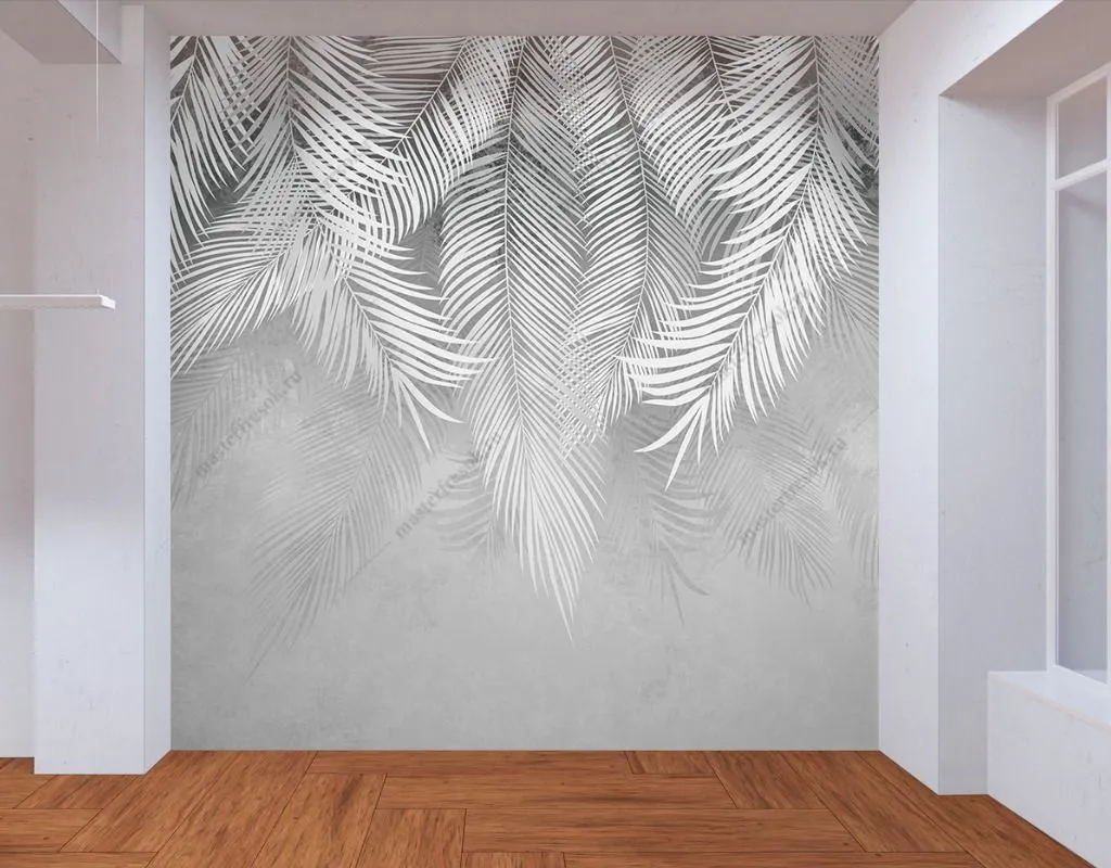 Фотообои Листья нежно серые  14-334