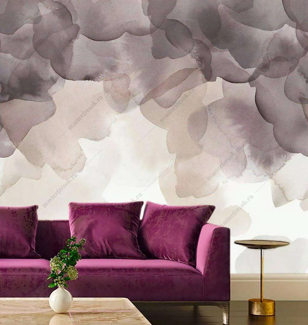 Фотообои в интерьере акварельные лепестки  9-1216 фото