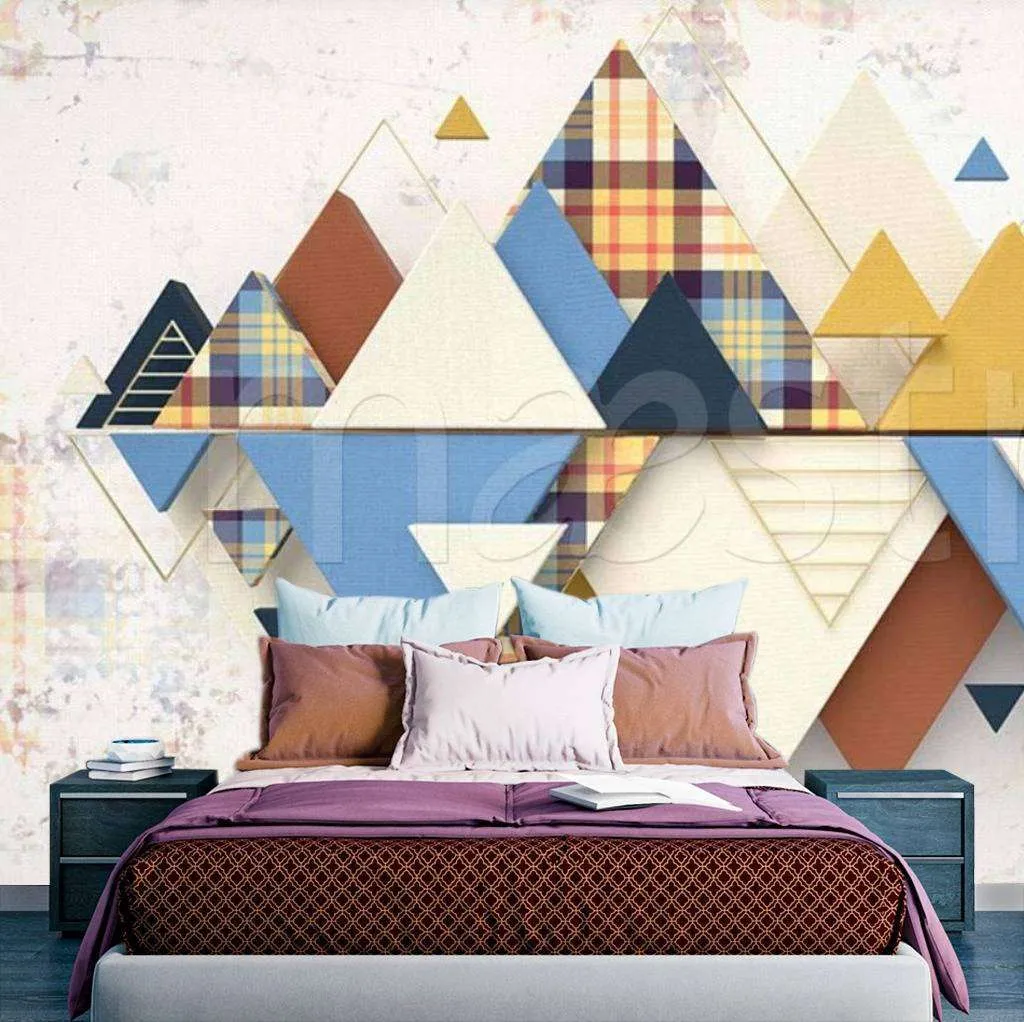 Фотообои в интерьере геометрический трехмерный треугольник  15-020 фото
