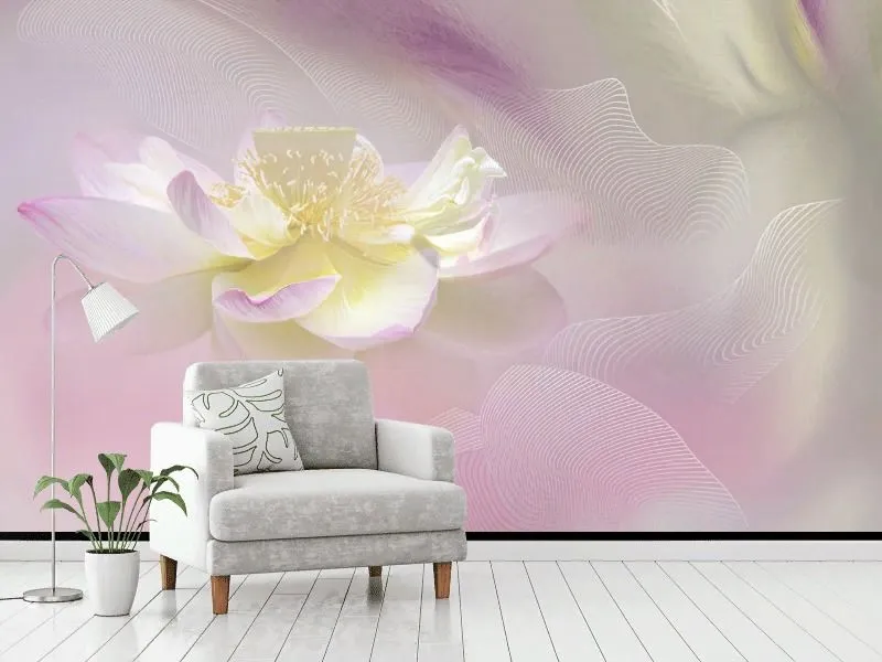 Фотообои в интерьере флюид арт и цветы  13-748 фото