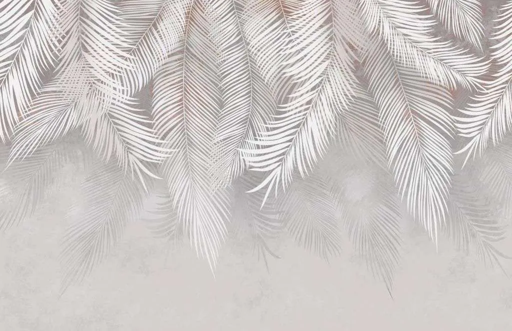 Фотообои в интерьере листья пальмы свисающие вниз  14-376 фото