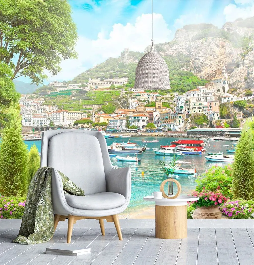 Фотообои в интерьере лодки у берега  9-1446 фото