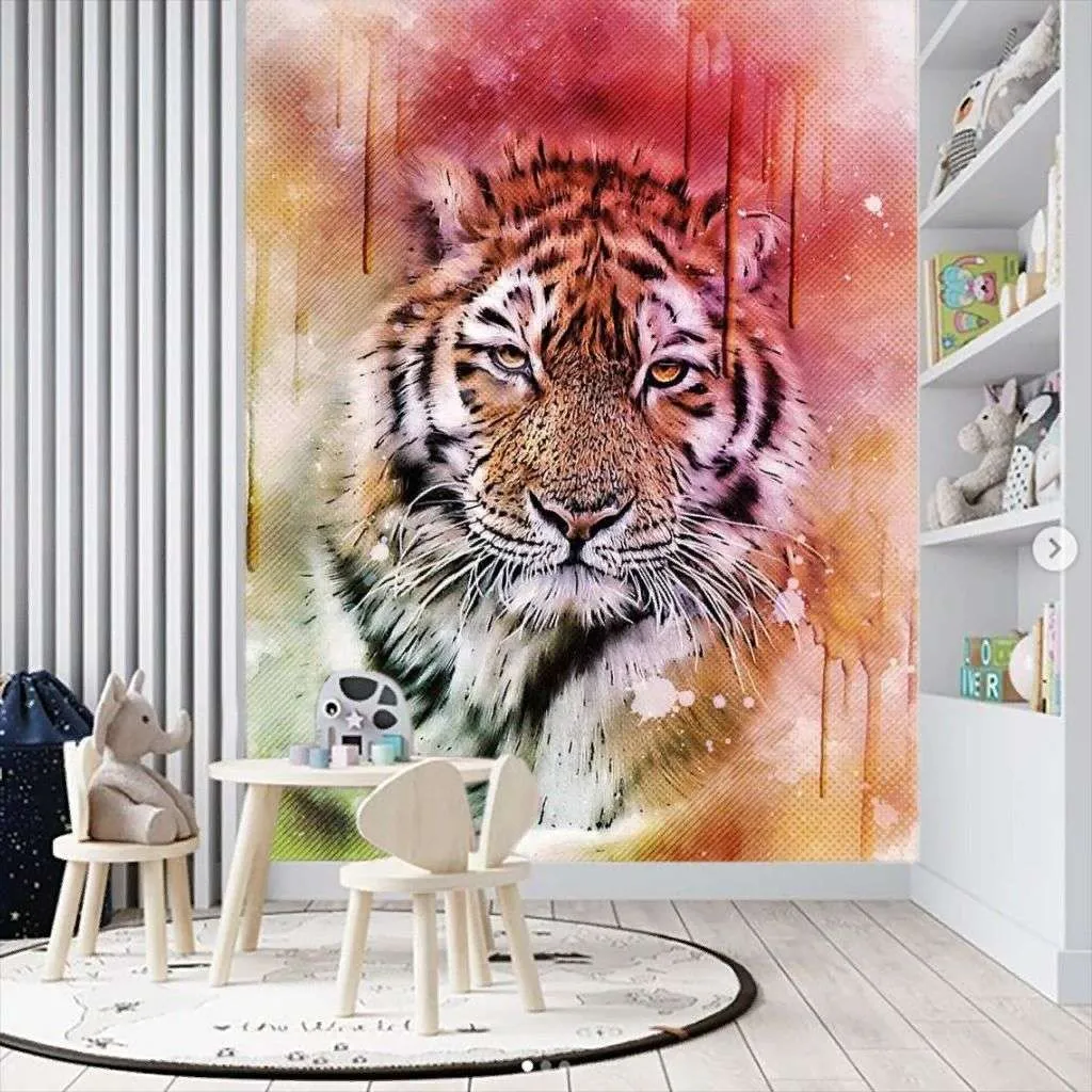 Фотообои в интерьере грациозный тигр  17-4300 фото