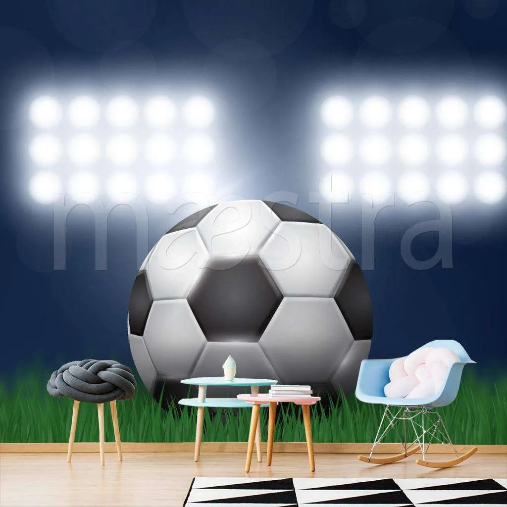 Фотообои в интерьере футбольный мяч на поле  12-534 фото