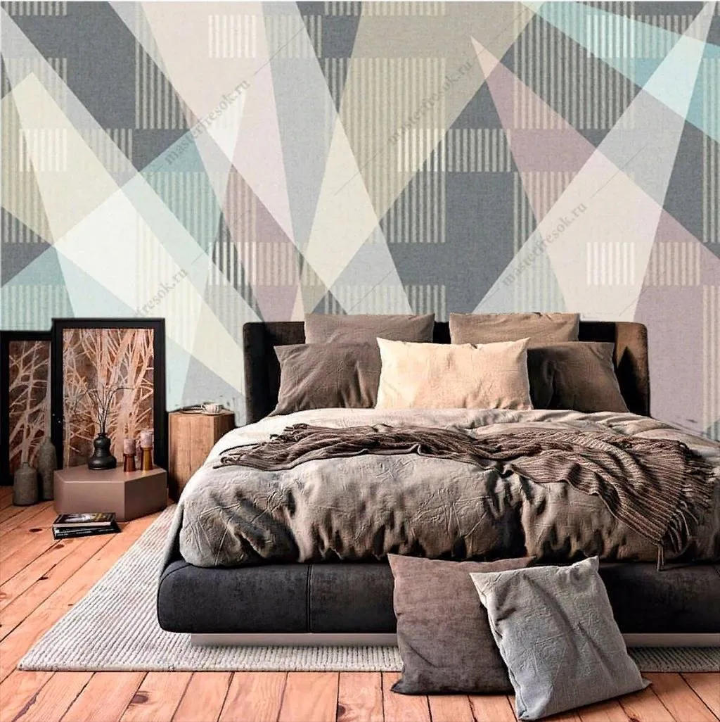Фотообои в интерьере большие треугольники  15-836 фото