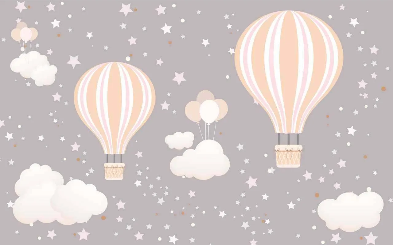 Фотообои в интерьере воздушные шары на сером  12-426 фото