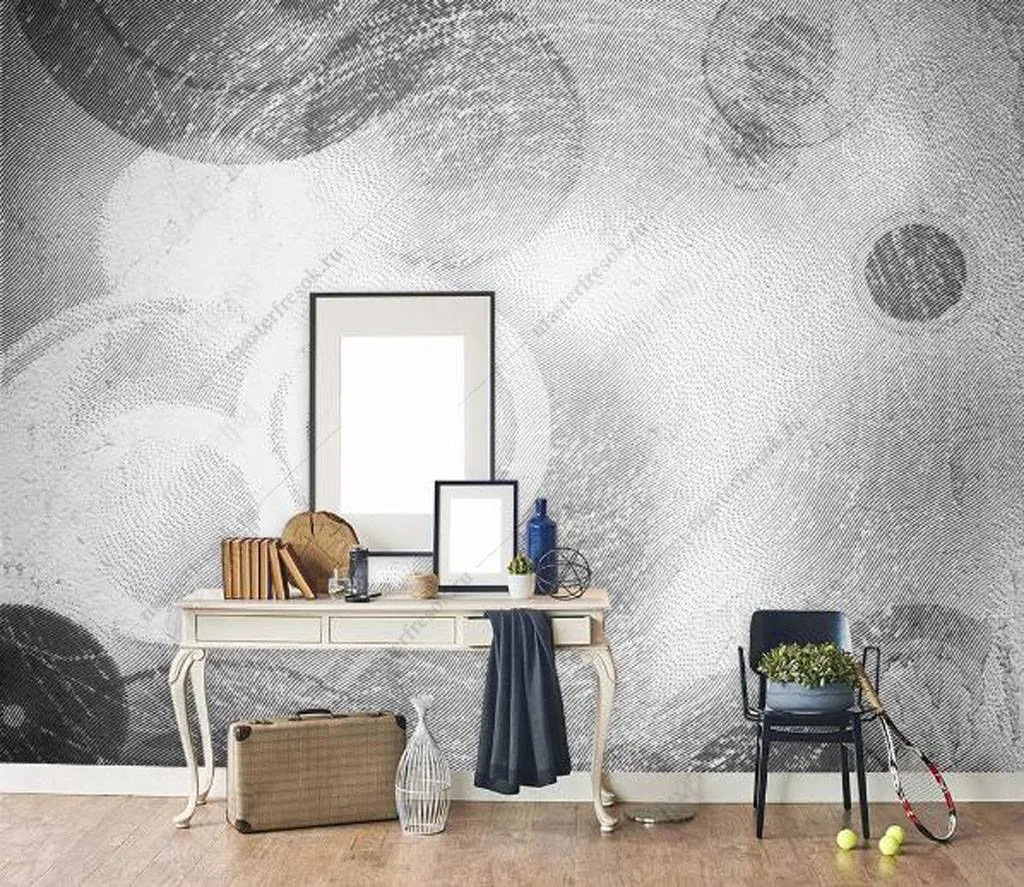 Фотообои в интерьере серые круги  15-949 фото