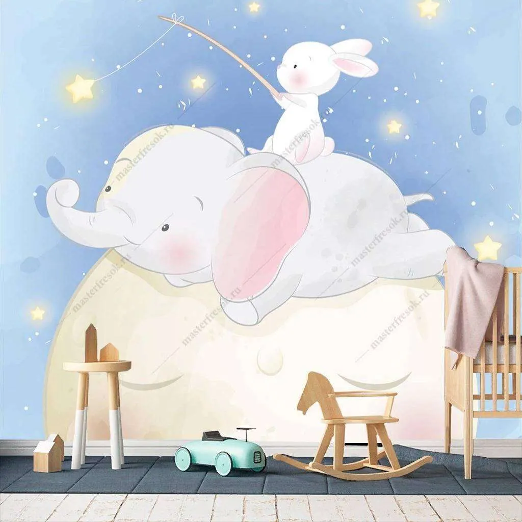 Фотообои в интерьере зверята на луне  12-1164 фото