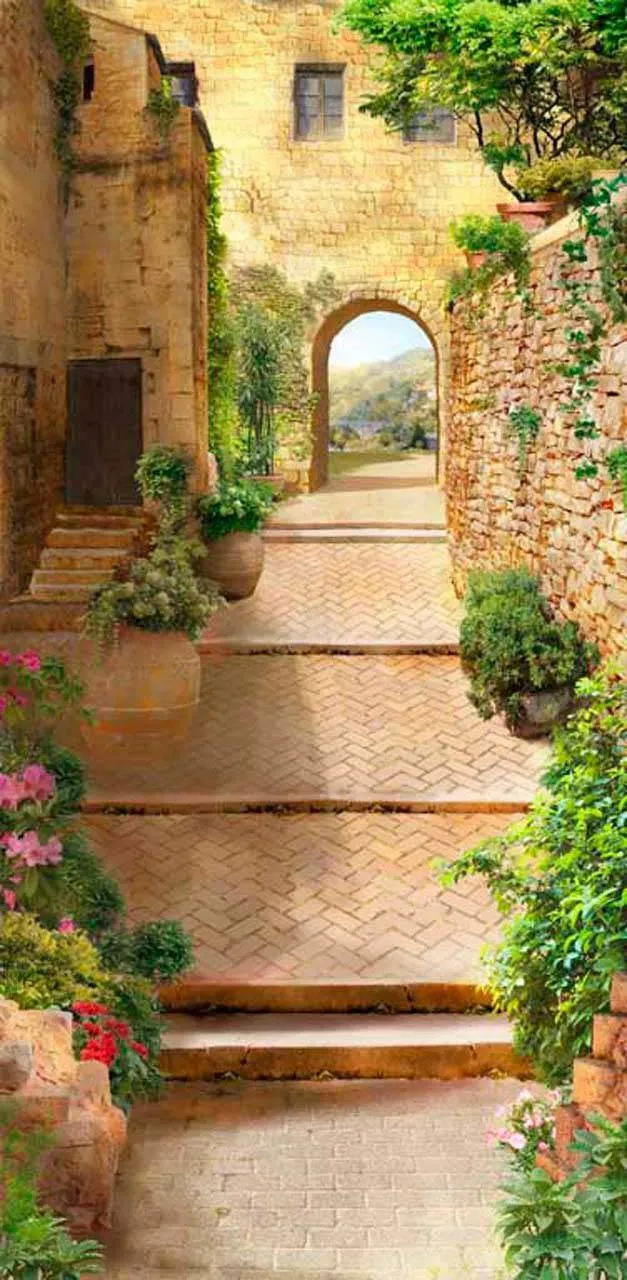 Фотообои в интерьере узкая старинная улочка  11-077 фото