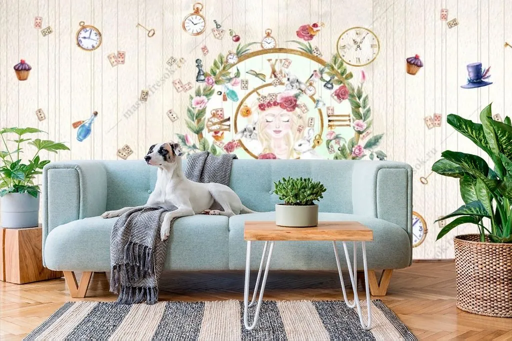 Фотообои в интерьере красивый фон для девочек  12-1309 фото