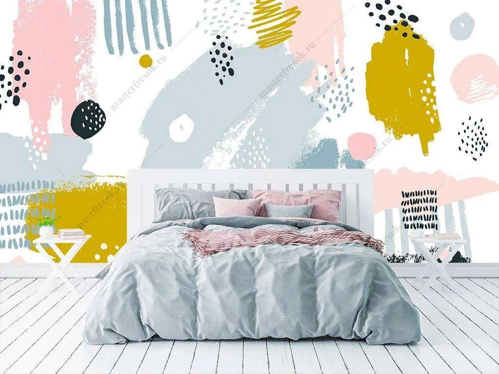 Фотообои в интерьере цветные мазки  9-1129 фото