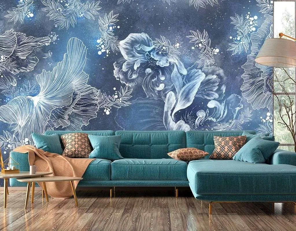 Фотообои в интерьере зимние узоры  9-1631 фото