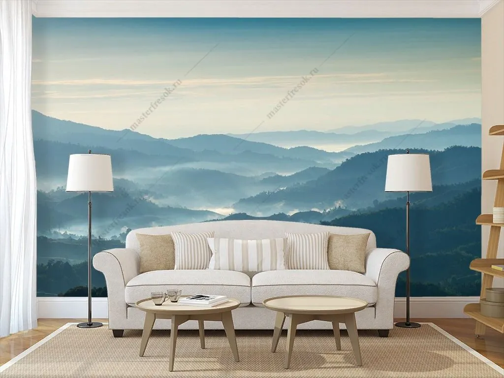 Фотообои в интерьере синий горизонт  9-1449 фото