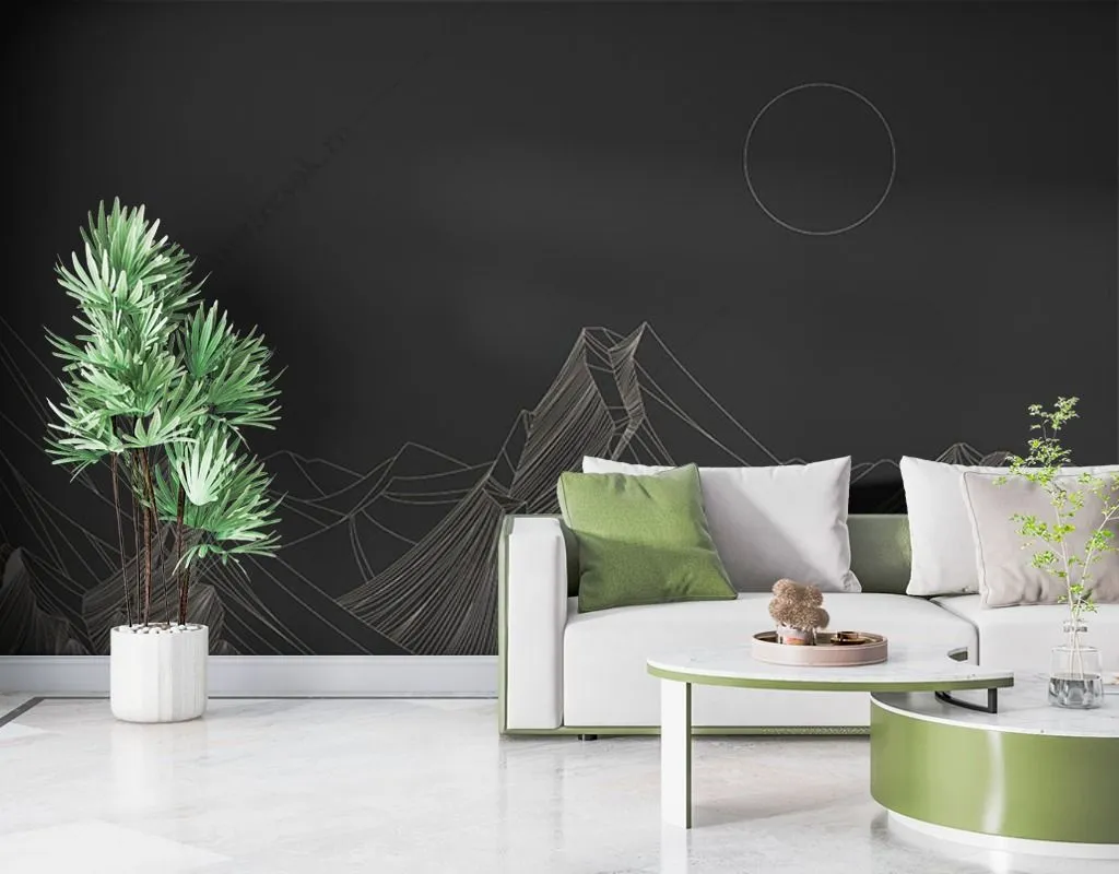 Фотообои в интерьере горы на черном фоне  9-1610 фото