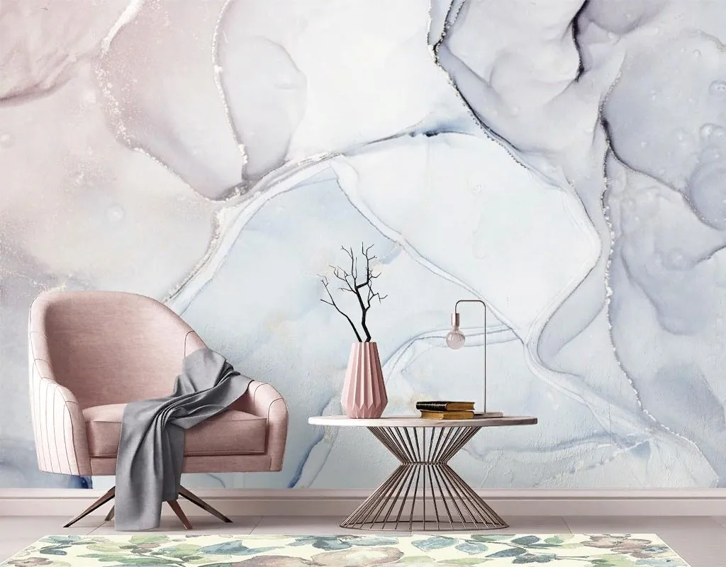 Фотообои в интерьере мрамор светло-голубой  9-2048 фото