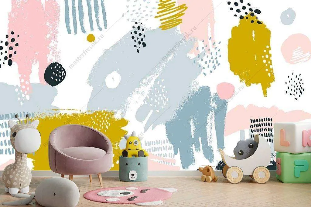 Фотообои в интерьере цветные мазки  9-1129 фото