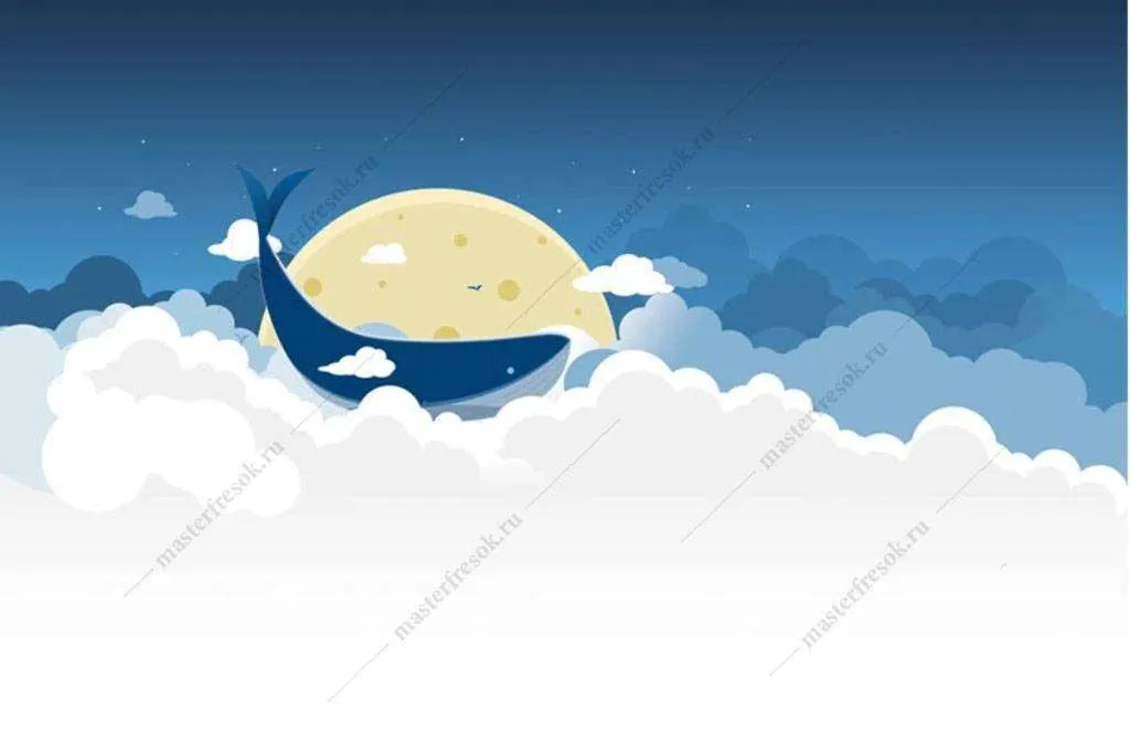 Фотообои в интерьере синий кит  16-030 фото