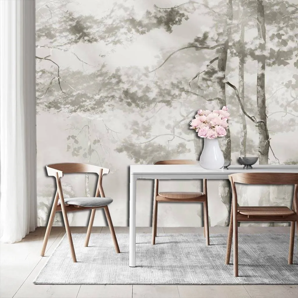 Фотообои в интерьере гризайль акварелью  13-286 фото