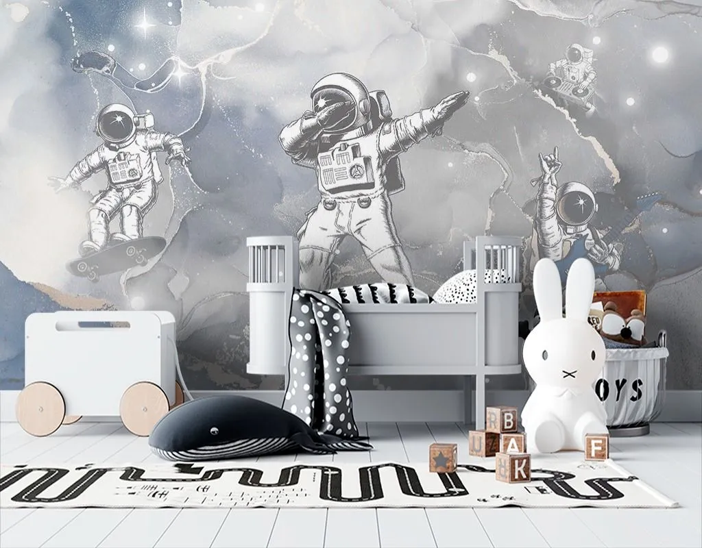 Фотообои в интерьере детские. космонавты в космосе  12-1630 фото