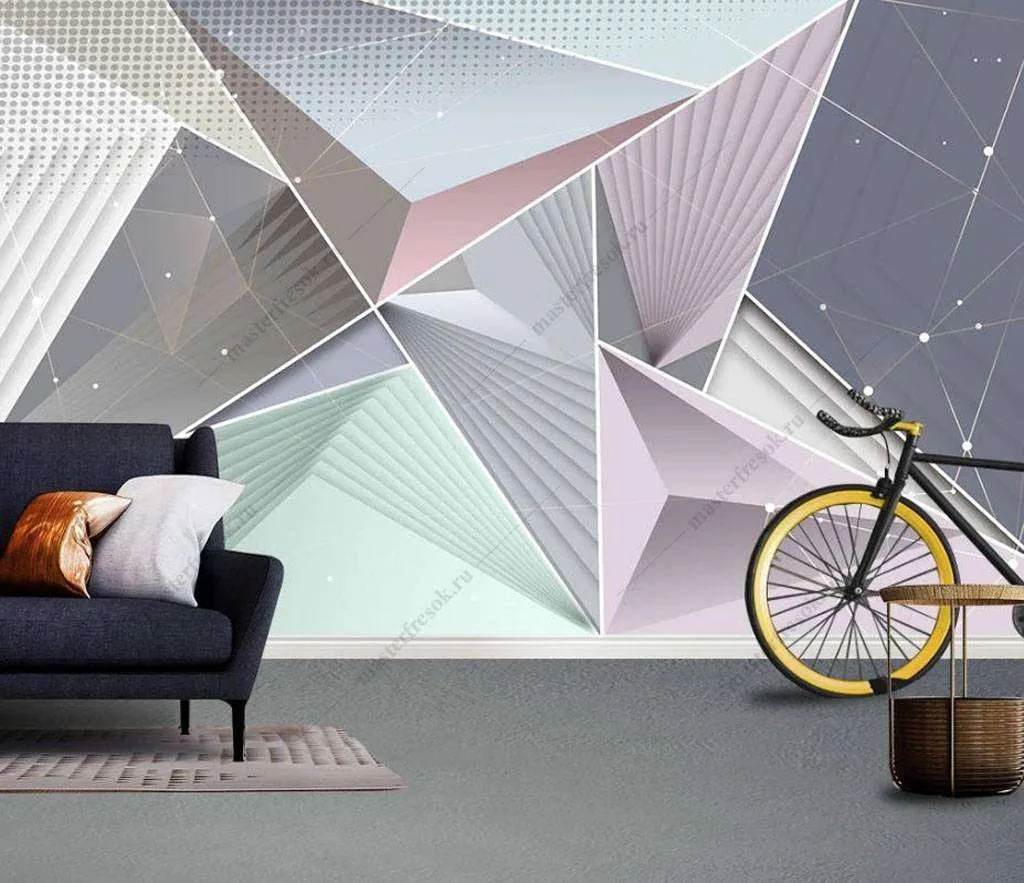 Фотообои в интерьере абстрактный треугольник  16-112 фото