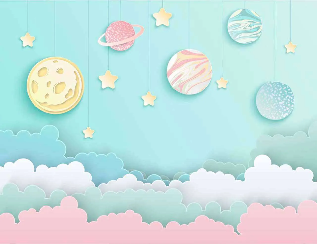 Фотообои в интерьере планеты над облаками  12-369 фото