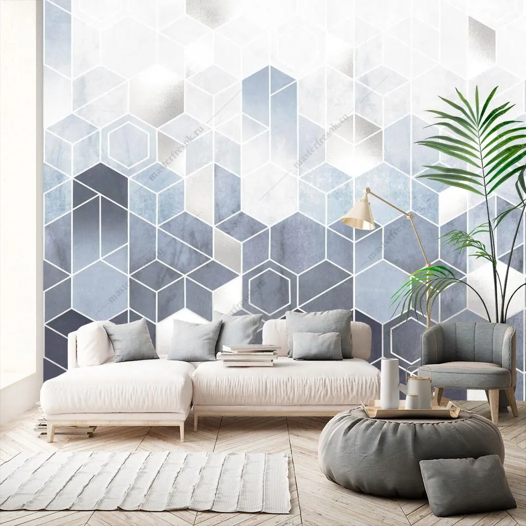 Фотообои в интерьере белые соты  9-1348 фото