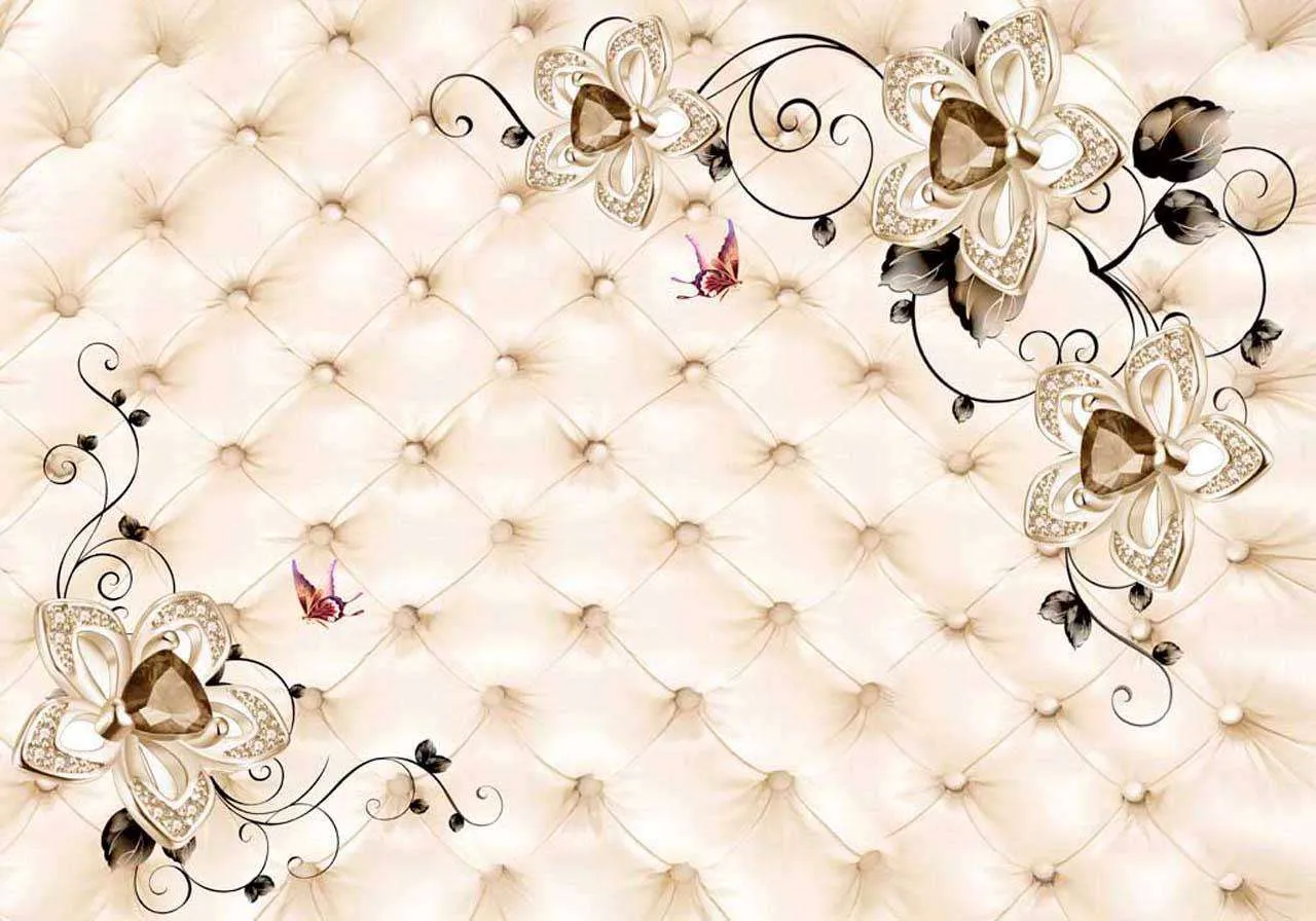 Фотообои в интерьере цветы на фоне 3д  10-408 фото