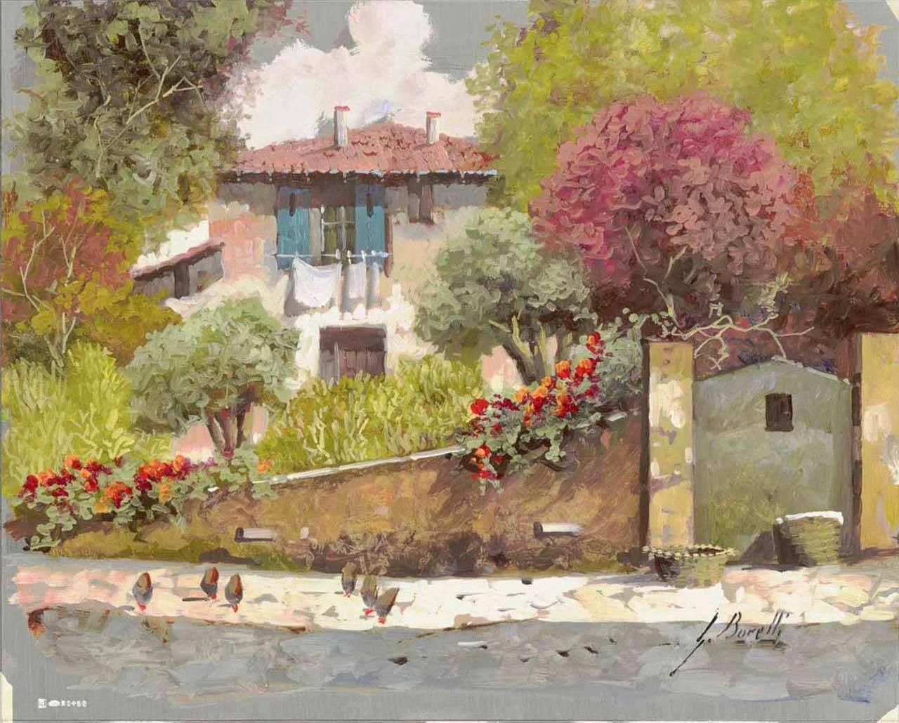 Фотообои в интерьере улочка в зелени  8-011 фото