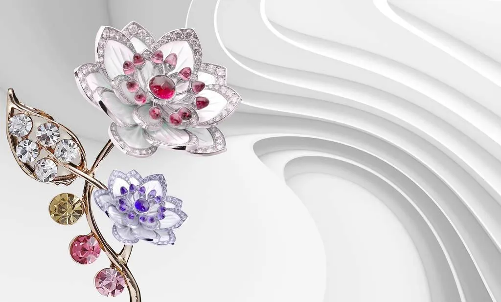 Фотообои в интерьере 3д драгоценный цветок  10-919 фото