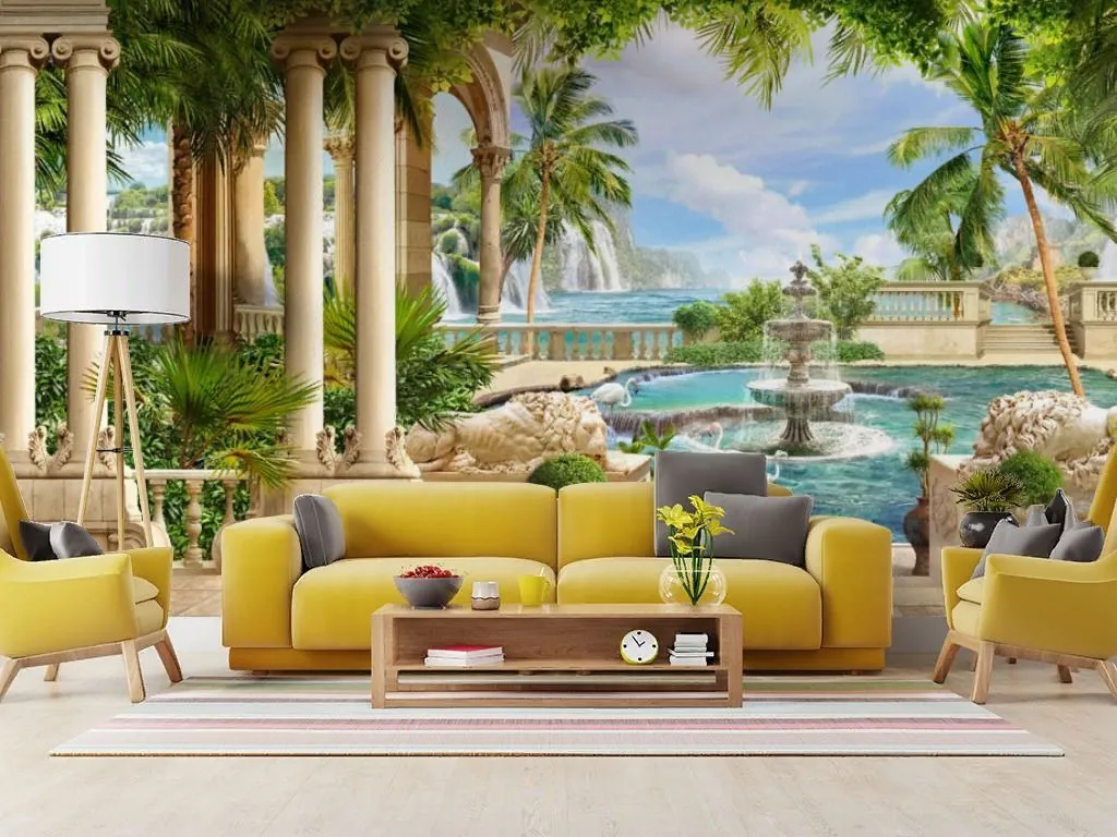 Фотообои Фонтан за колоннами  19-0018