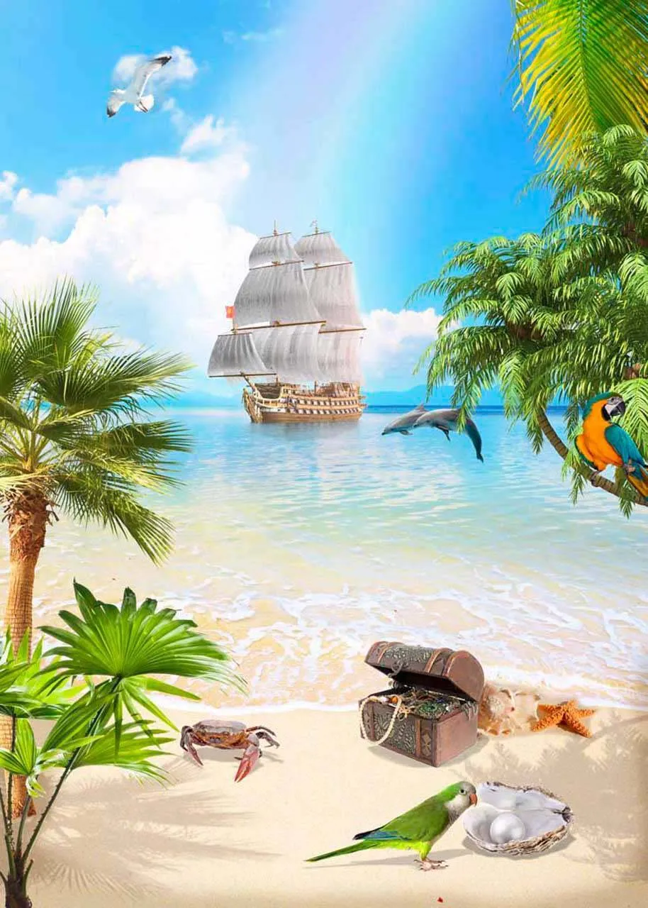 Фотообои в интерьере пальмы на песке  7-184 фото