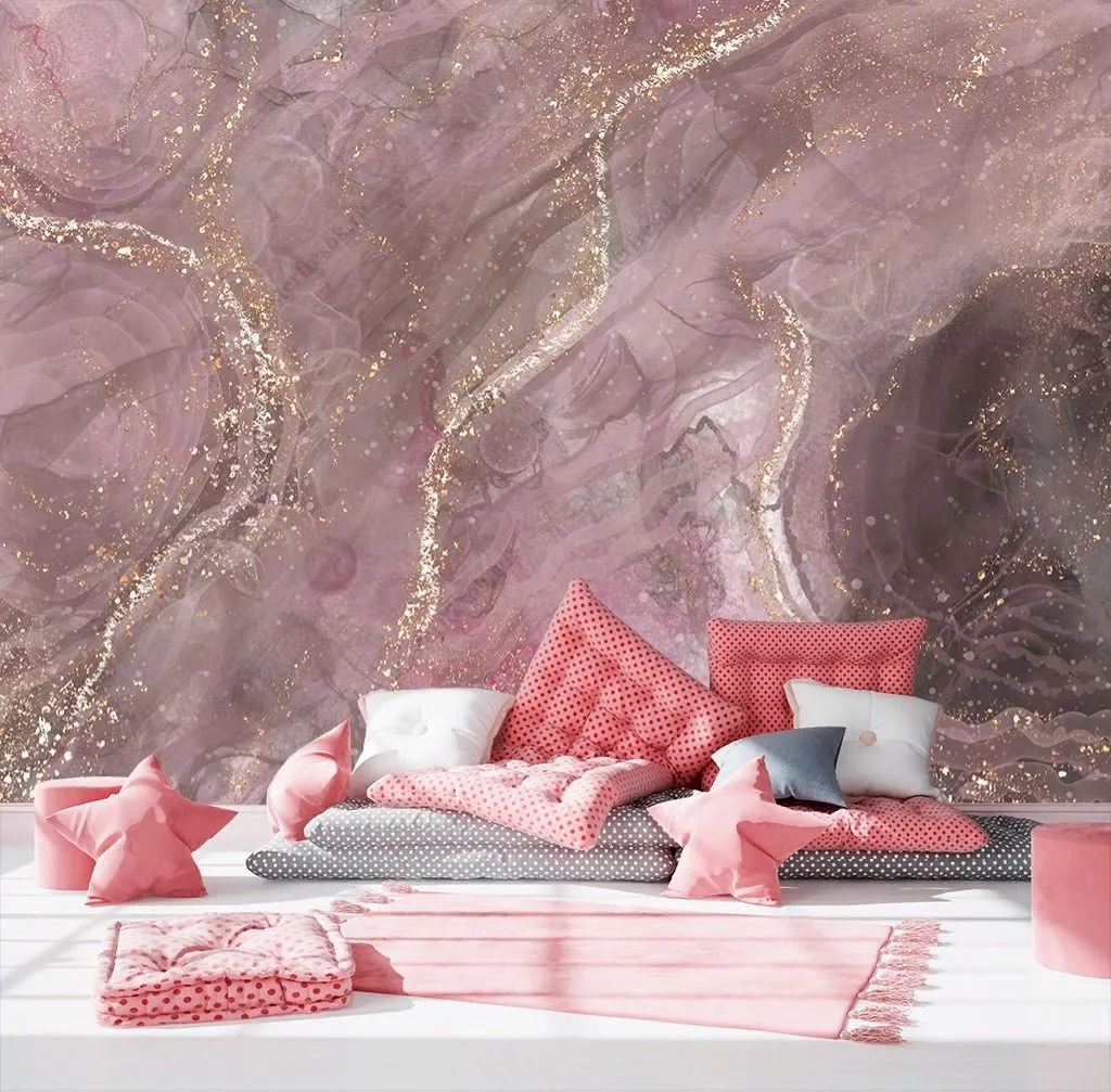 Фотообои в интерьере розовый срез мрамора  9-1422 фото