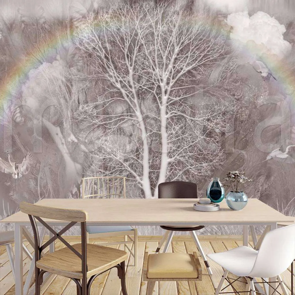 Фотообои в интерьере коричневое дерево  7-920 фото