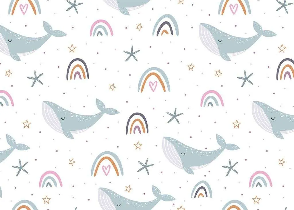 Фотообои в интерьере киты и радуги  12-740 фото