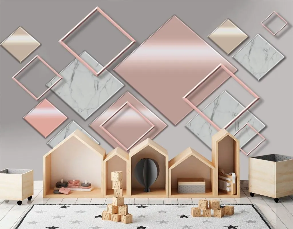 Фотообои в интерьере 3д ромбы на сером фоне  9-2050 фото