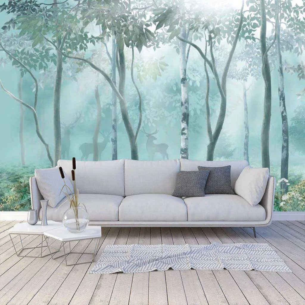 Фотообои Бесшовные обои на стену:  Лес в тумане. Артикул: 13-275  