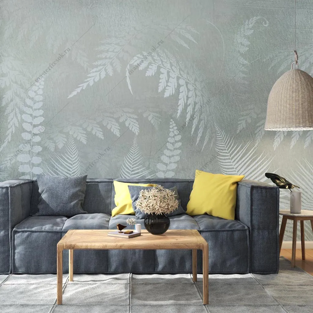 Фотообои в интерьере зеленый папоротник  13-466 фото