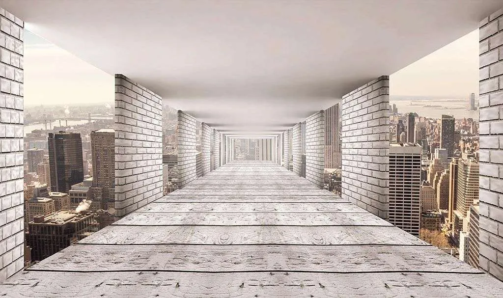 Фотообои в интерьере прямая перспектива  9-1187 фото