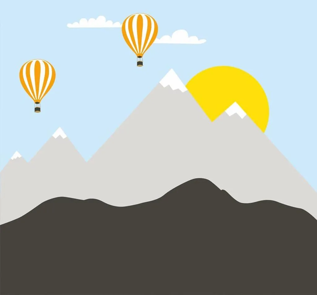 Фотообои в интерьере солнце за холмами  14-559 фото