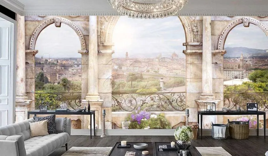 Фотообои в интерьере арка расширяющая пространство  7-202 фото