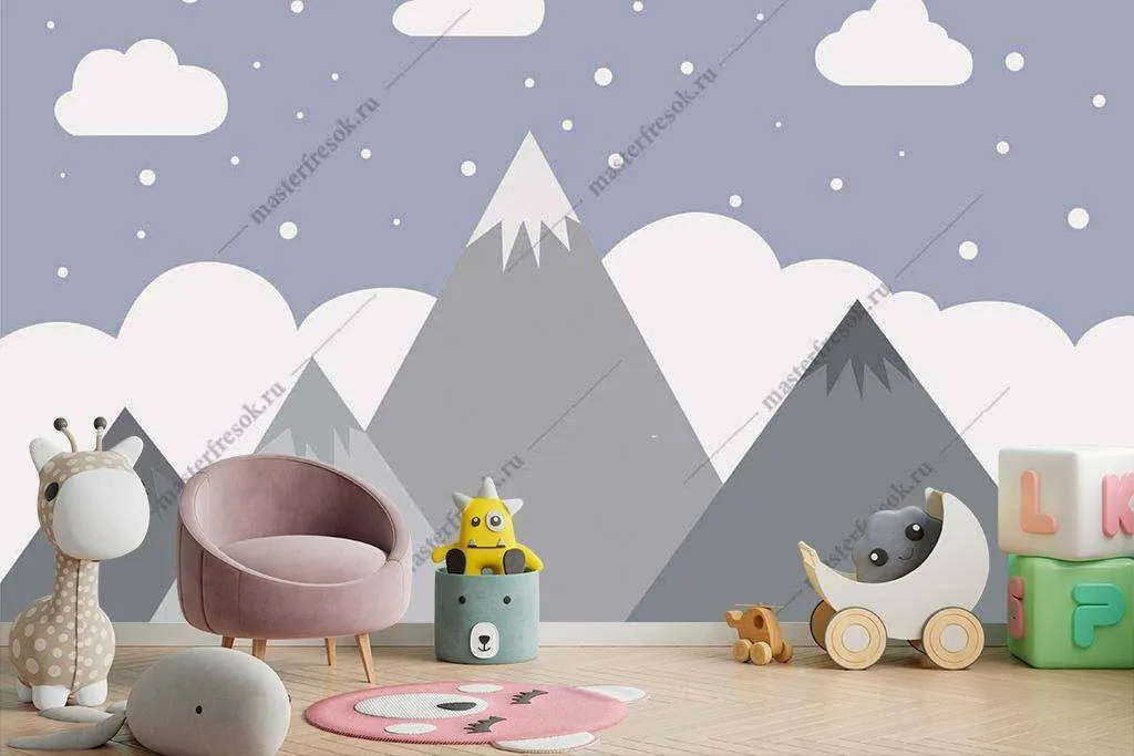 Фотообои в интерьере снежные вершины  14-038 фото