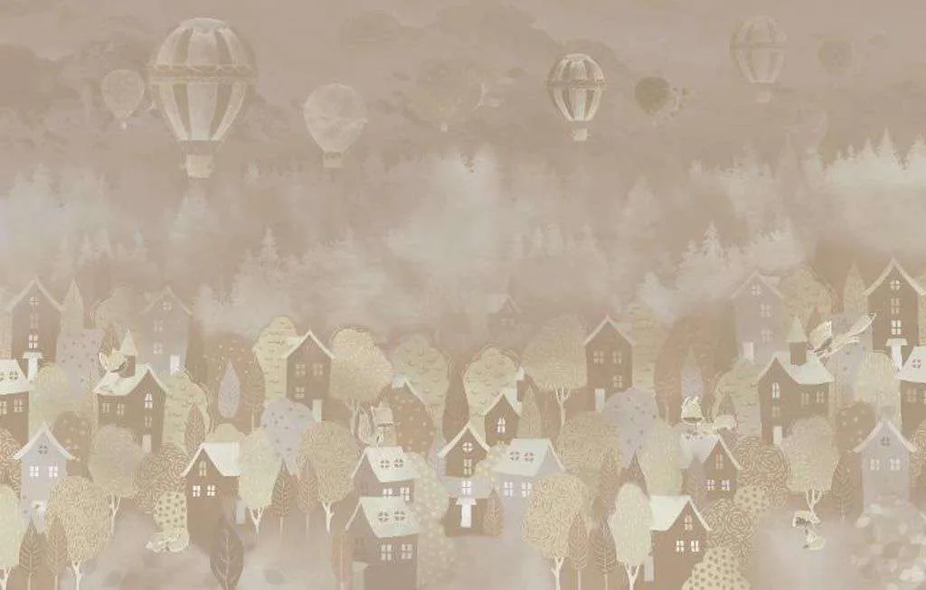 Фотообои в интерьере туманный город  14-110 фото