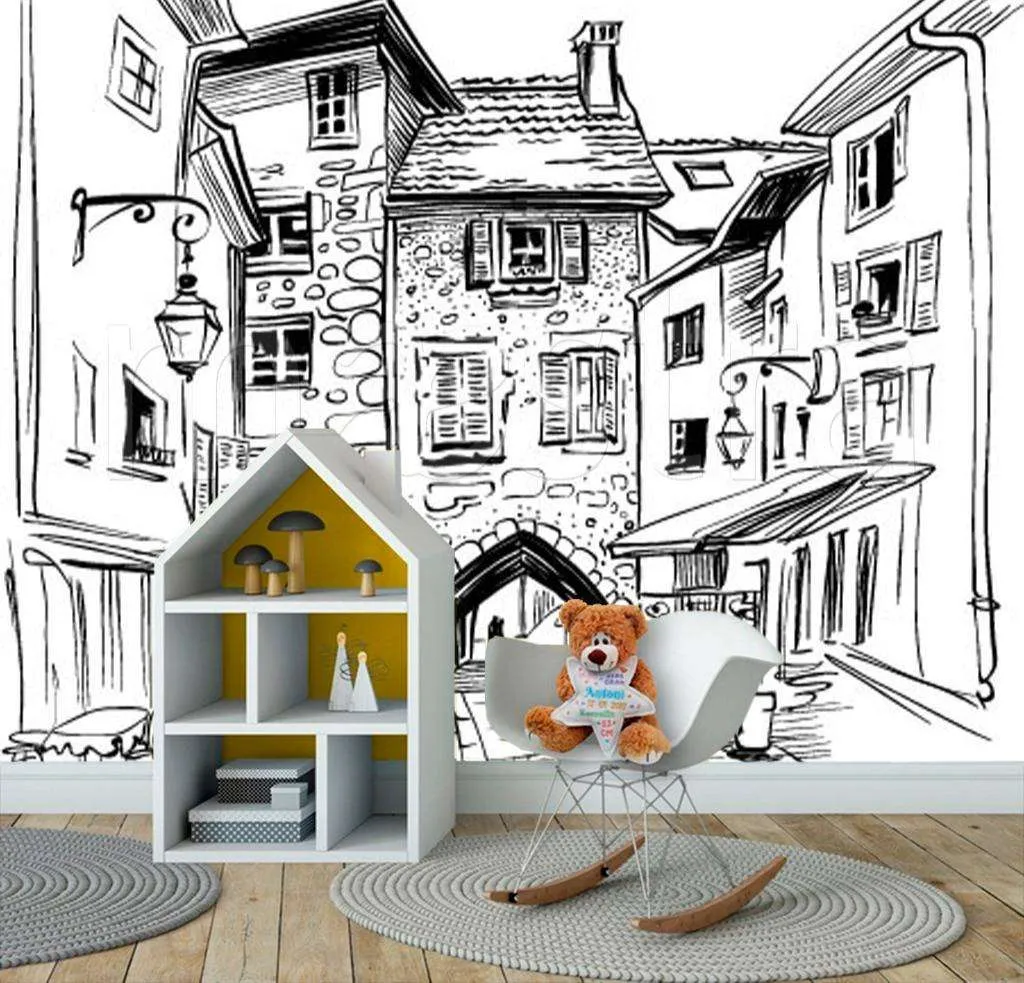 Фотообои Домики рисунок графика  12-500