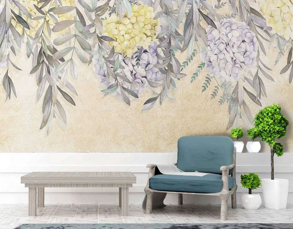 Фотообои в интерьере цветы желтые свисающие  9-1995 фото