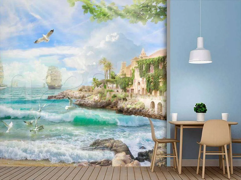 Фотообои Бесшовные обои на стену:  Морской пейзаж. Артикул: 7-463  