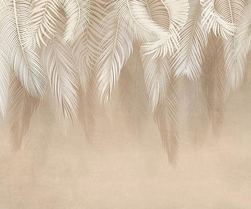 Фотообои в интерьере ветви пушистые бежевые  9-2115 фото