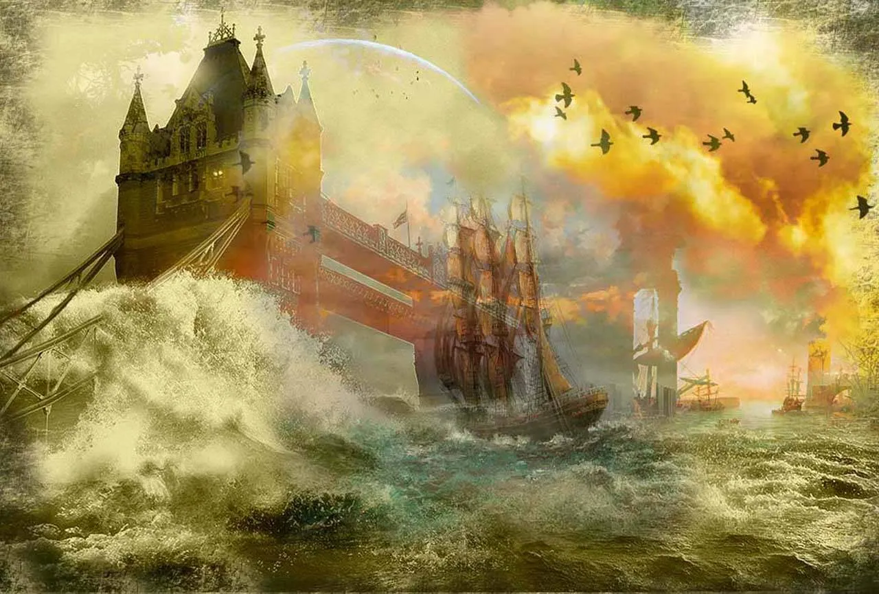 Фотообои в интерьере буря у замка  2-069 фото