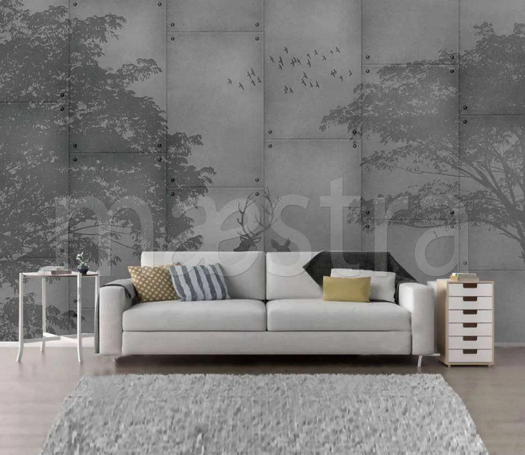 Фотообои Бесшовные обои на стену:  Лес с оленями. Артикул: 15-485  